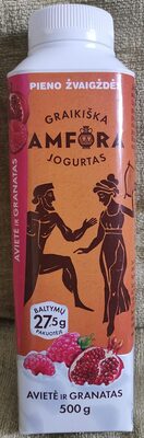 "Graikiška Amfora" geriamasis jogurtas su avietėmis ir granatais 2.4% rieb.